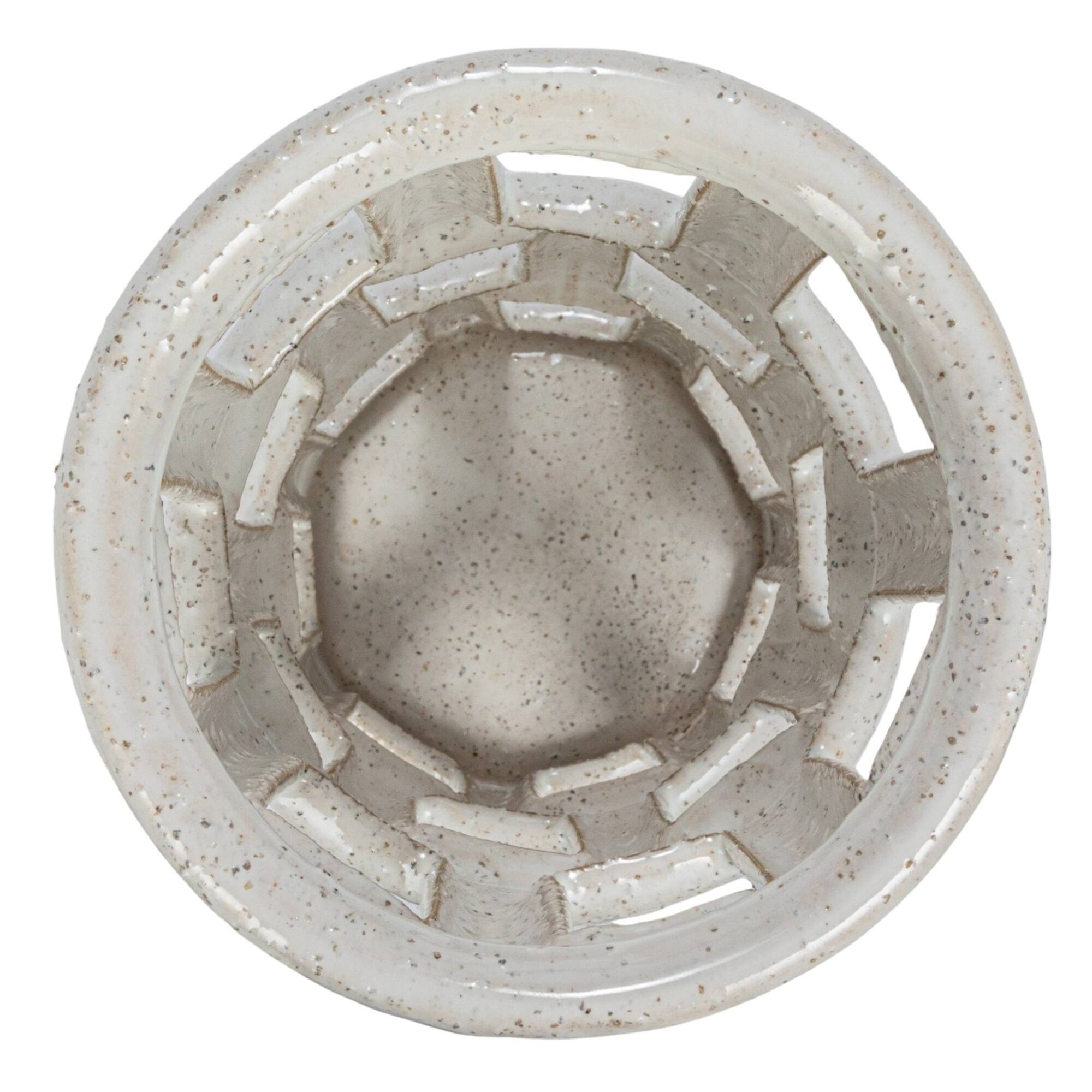 Hello Honey® 12" White Cut-Out Decorative Stoneware Lantern Candle Holder